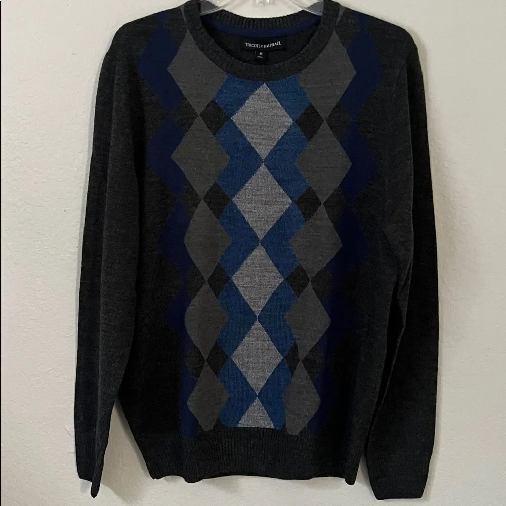 NWT Tricots St. Raphael Trendy & Classic Argyle Sweater in Size M